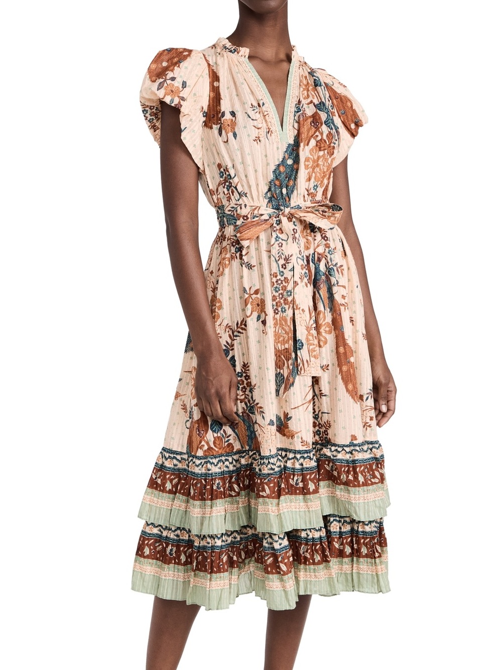 Ulla Johnson Remi Tie Belt Printed Midi Dress